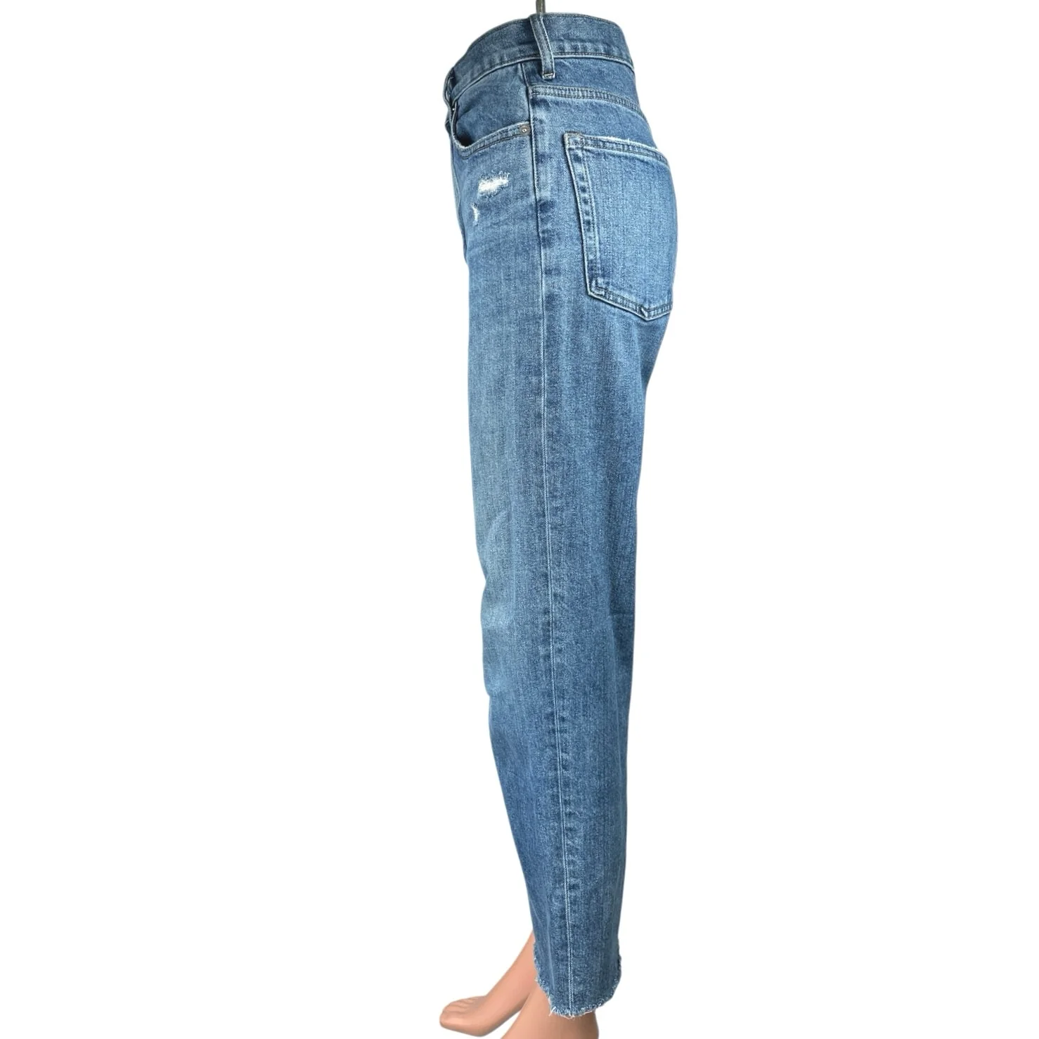 Everlane The Way High Women's Blue Straight Wide Leg Raw Hem Denim Jeans Size 25 - Image 2