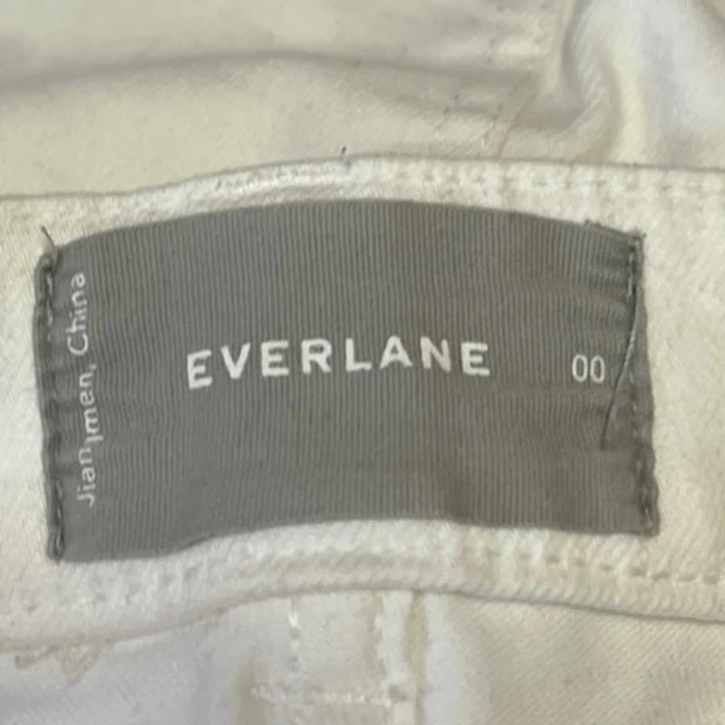 Everlane White Mid Rise Straight Wide Leg Frayed Hem Crop Trousers Jeans Pants 0 - Image 4