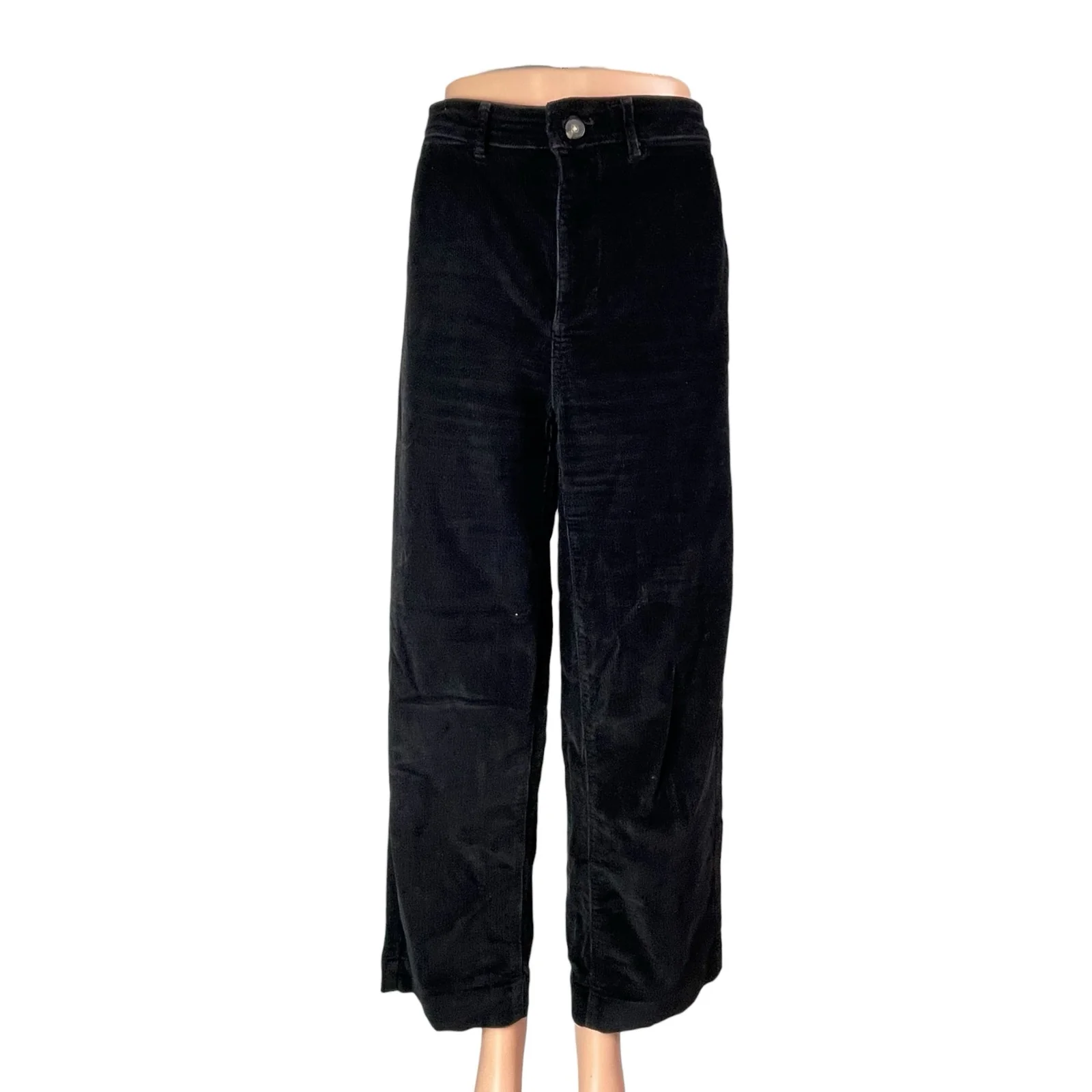 Everlane Women's Black Corduroy High Waisted Baggy Wide Leg Trousers Pants Sz 4