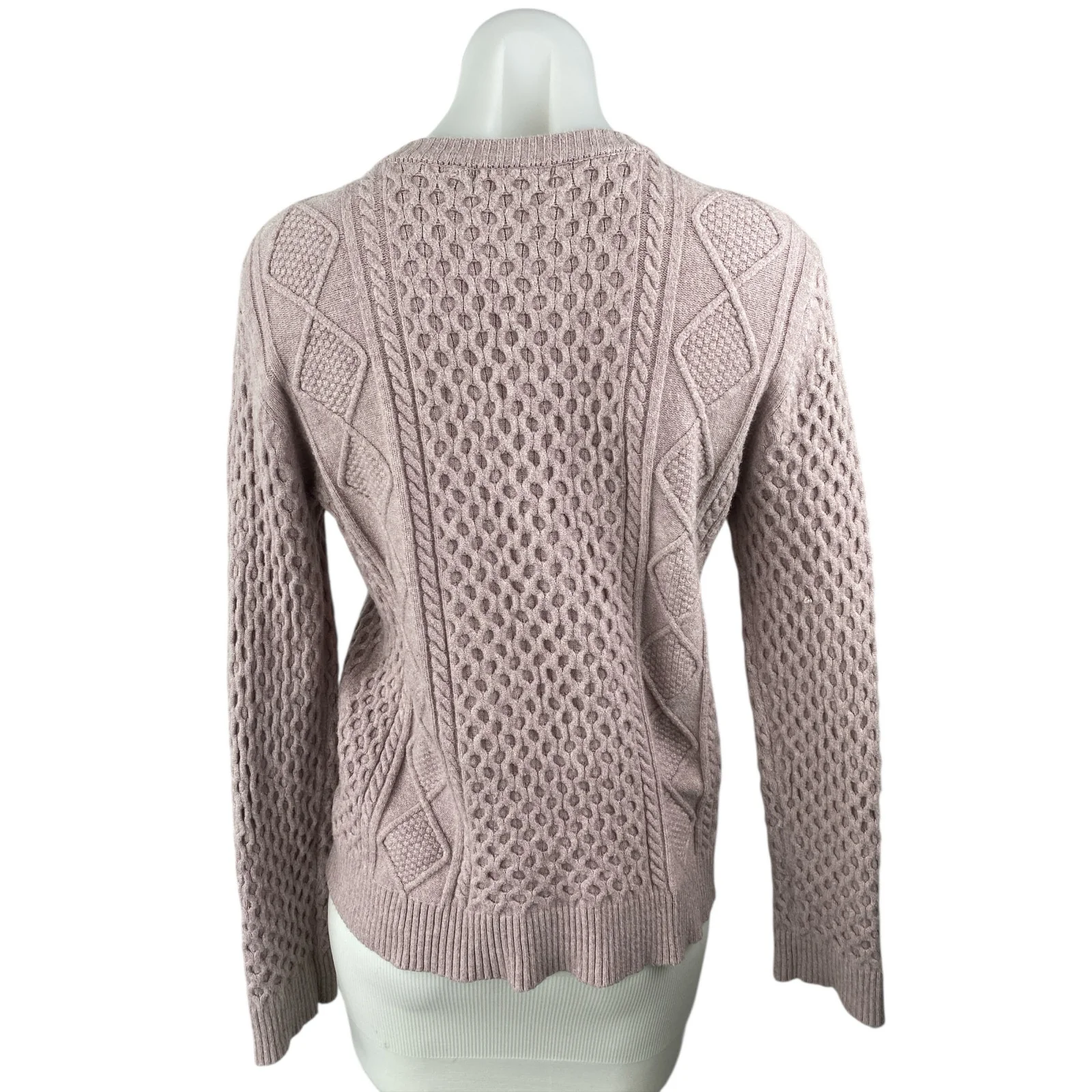 Evolution by Cyrus Women's Pink Long Sleeve Cable Knit Crew Sweater Top Size M - Image 2