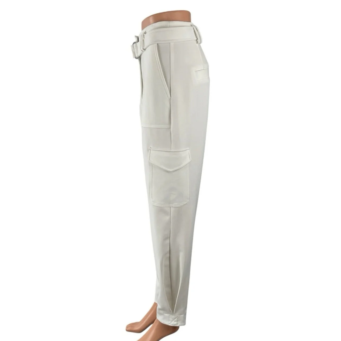 Express Ankle Super High Rise White Belted Tapered Ankle Trousers Pants Size 4 - Image 2