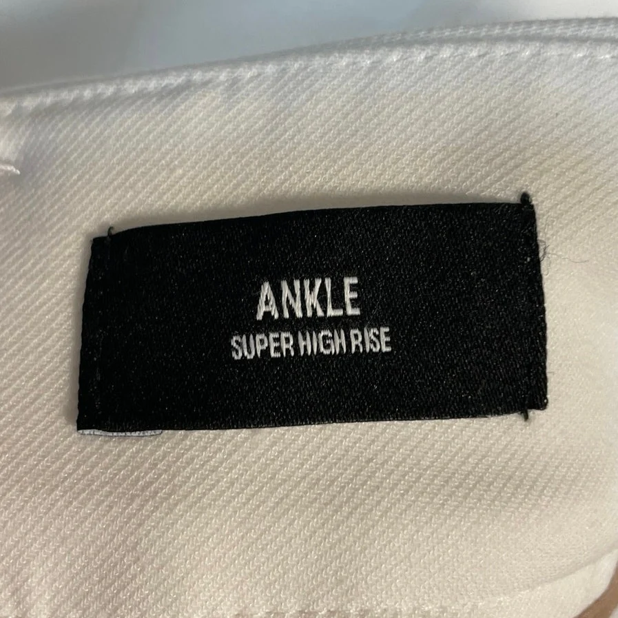 Express Ankle Super High Rise White Belted Tapered Ankle Trousers Pants Size 4 - Image 7