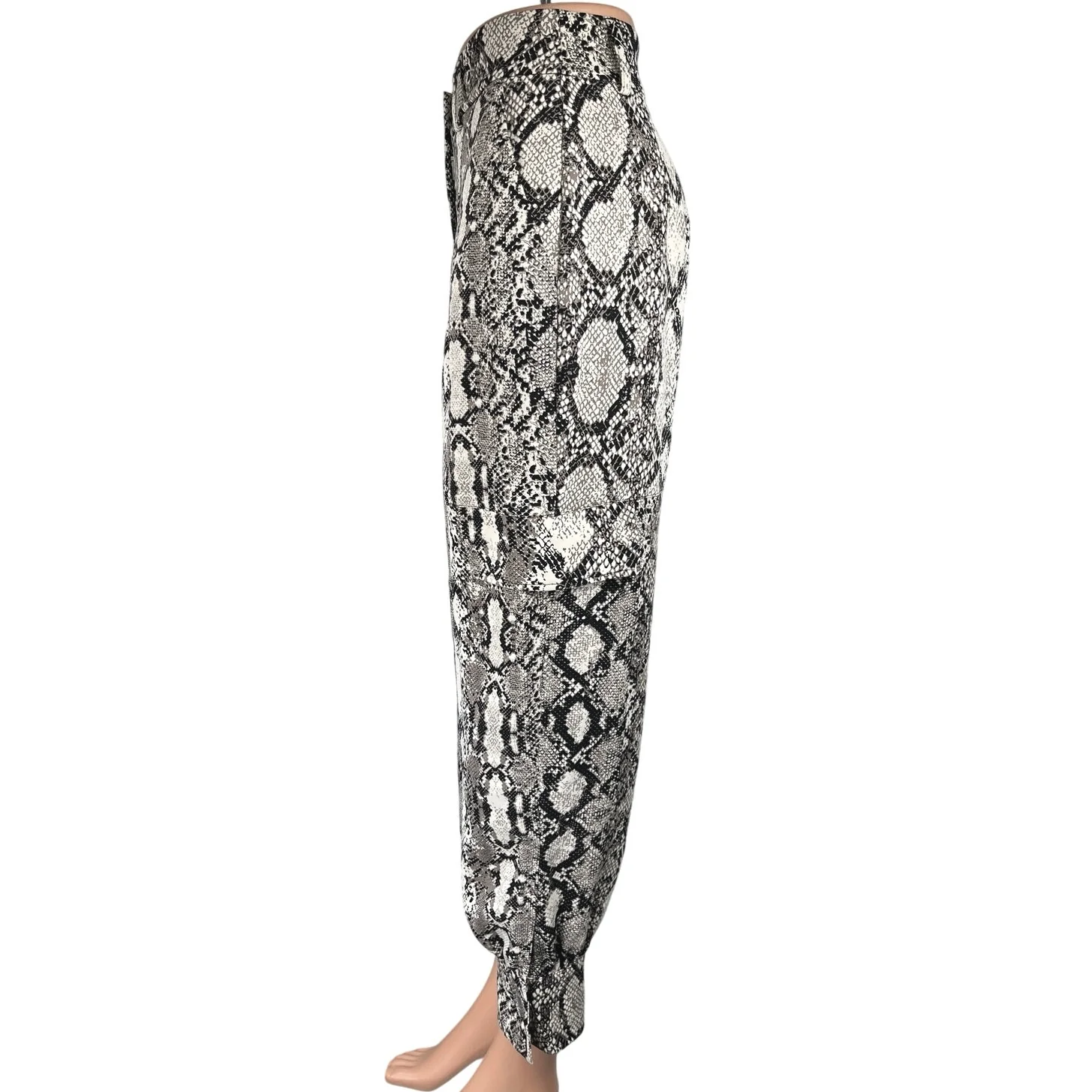 Express Black Gray Snakeskin Animal Print High Waisted Jogger Pants Size 4 - Image 2