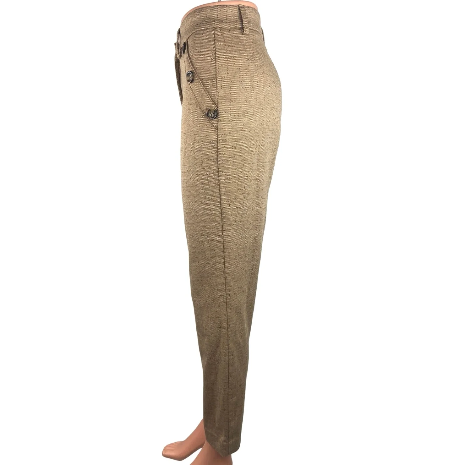 Express Brown High Rise Skinny Stretch Button Accent Pockets Dress Pants Size 4 - Image 2