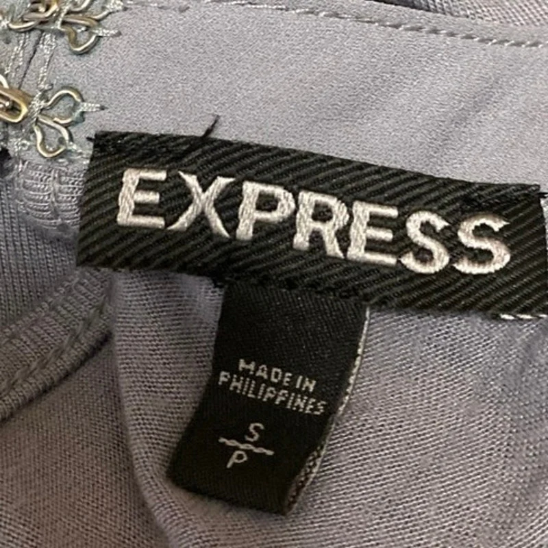 Express Gray Beaded Jeweled Rhinestone Sleeveless Cami Blouse Tank Top Size S - Image 5