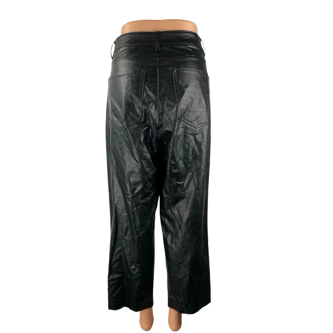 Express Women's Black Faux Vegan Leather High Waist Wide Leg Trousers Pants 12 - Image 2