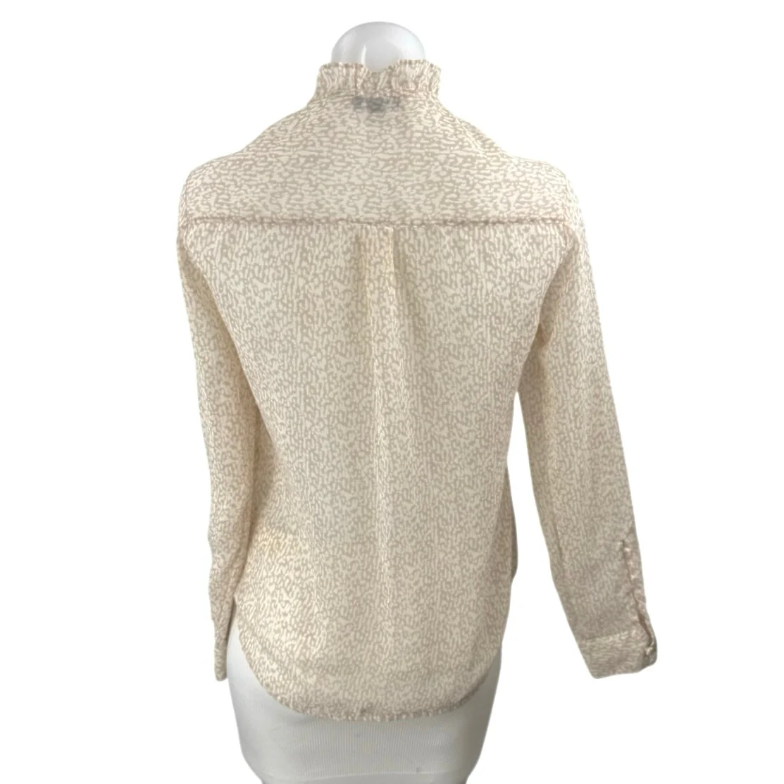Express Women's Cream Beige Animal Print Long Sleeve Button Down Shirt Top XS - Image 3