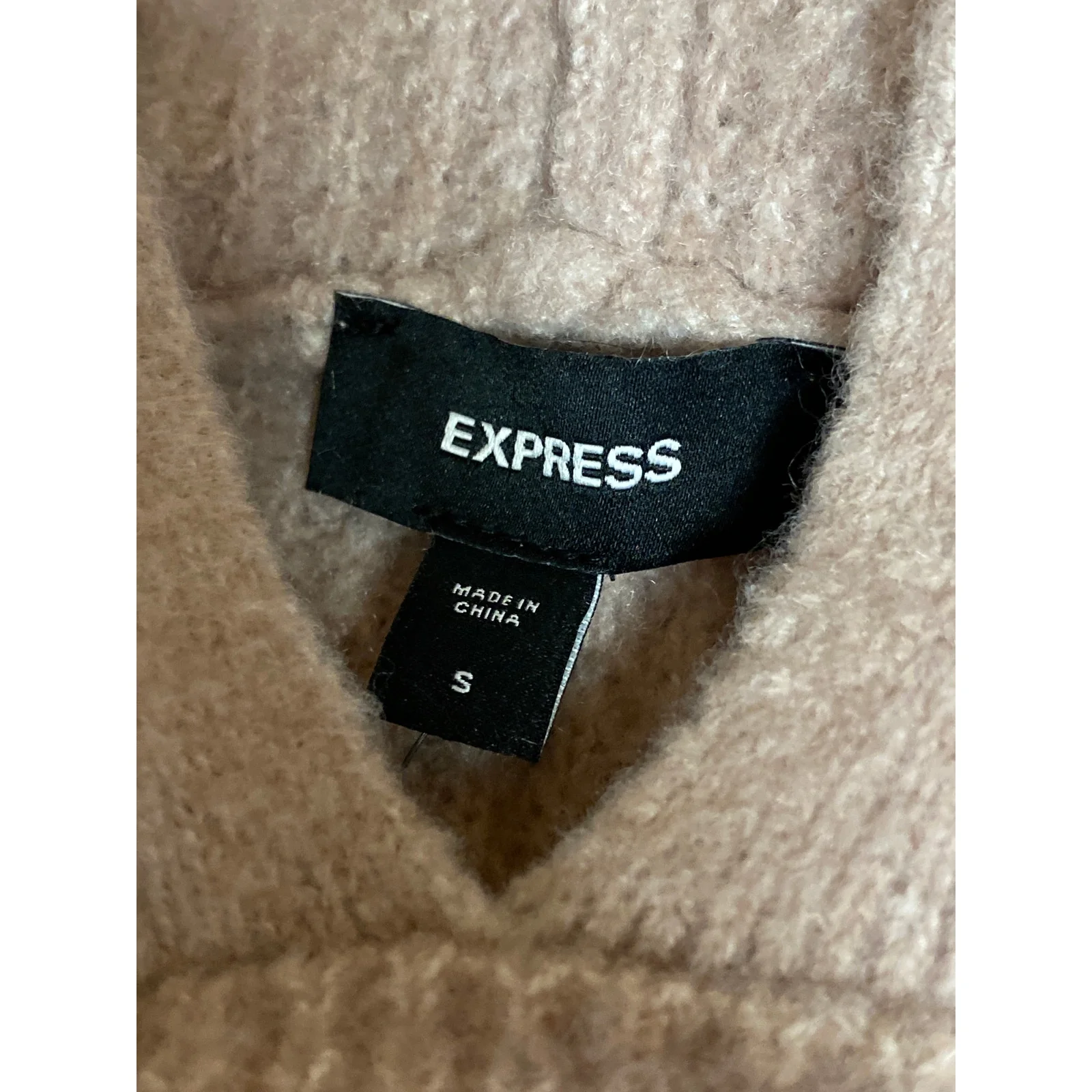 Express Women's Pink Waffle Knit Hoodie Hooded Long Sleeve Sweater Top Size S - Image 3