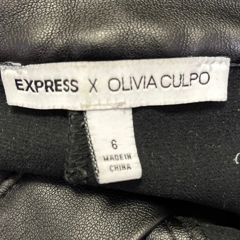 Express x Olivia Culpo Black Faux Vegan Leather High Waist Bermuda Shorts Size 6 - Image 4
