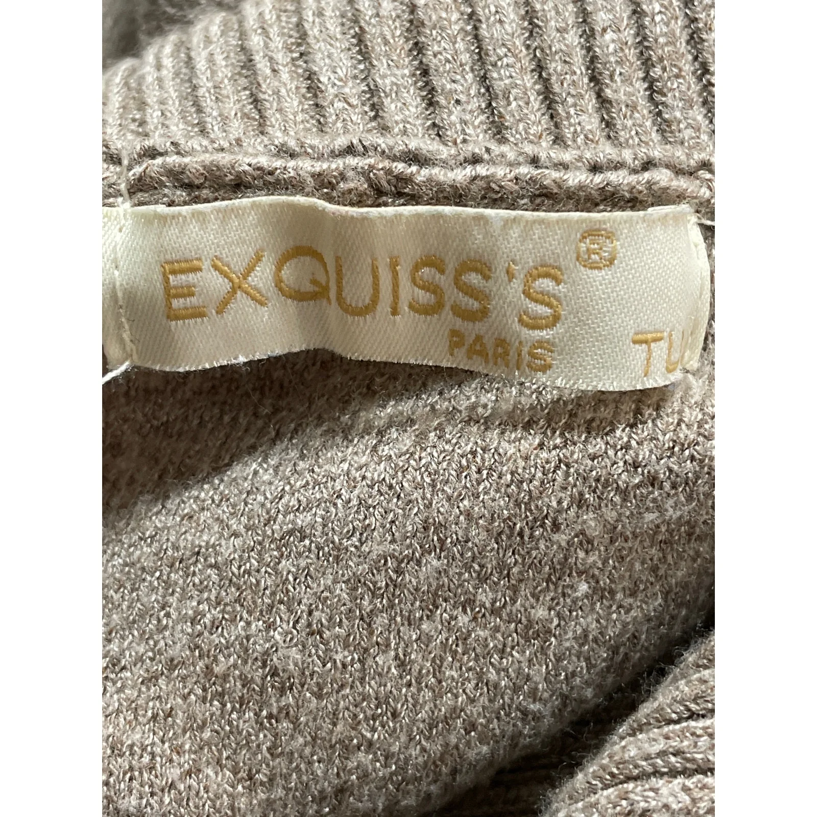 Exquiss's Women's Beige Collared Long Sleeve Half Zip Sweater Sweatshirt Top OS - Image 5