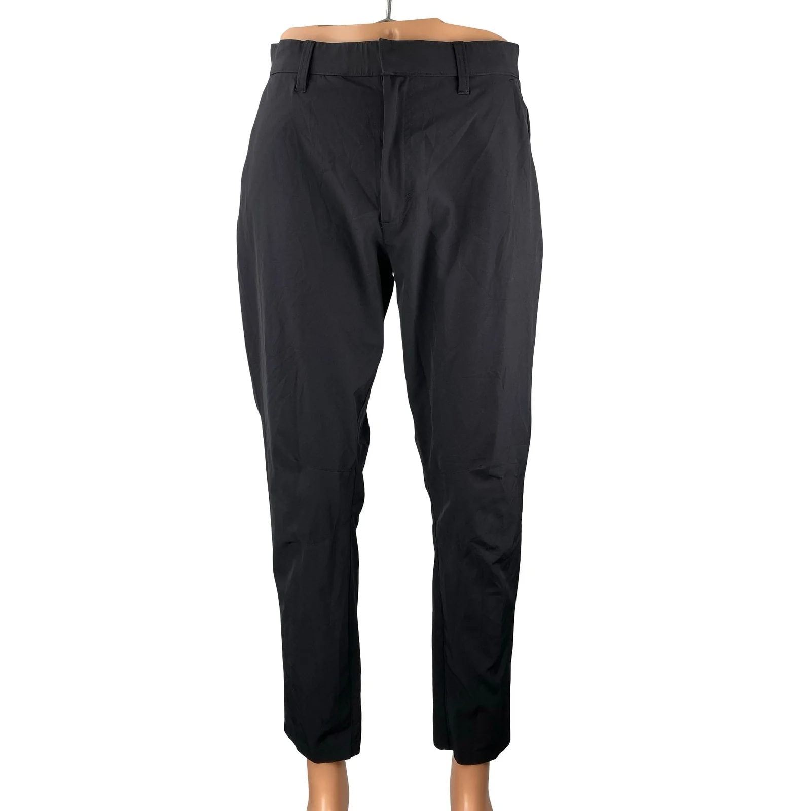 Fabletics Men's Black High Rise Slim Fit Tapered Trousers Office Dress Pants 30