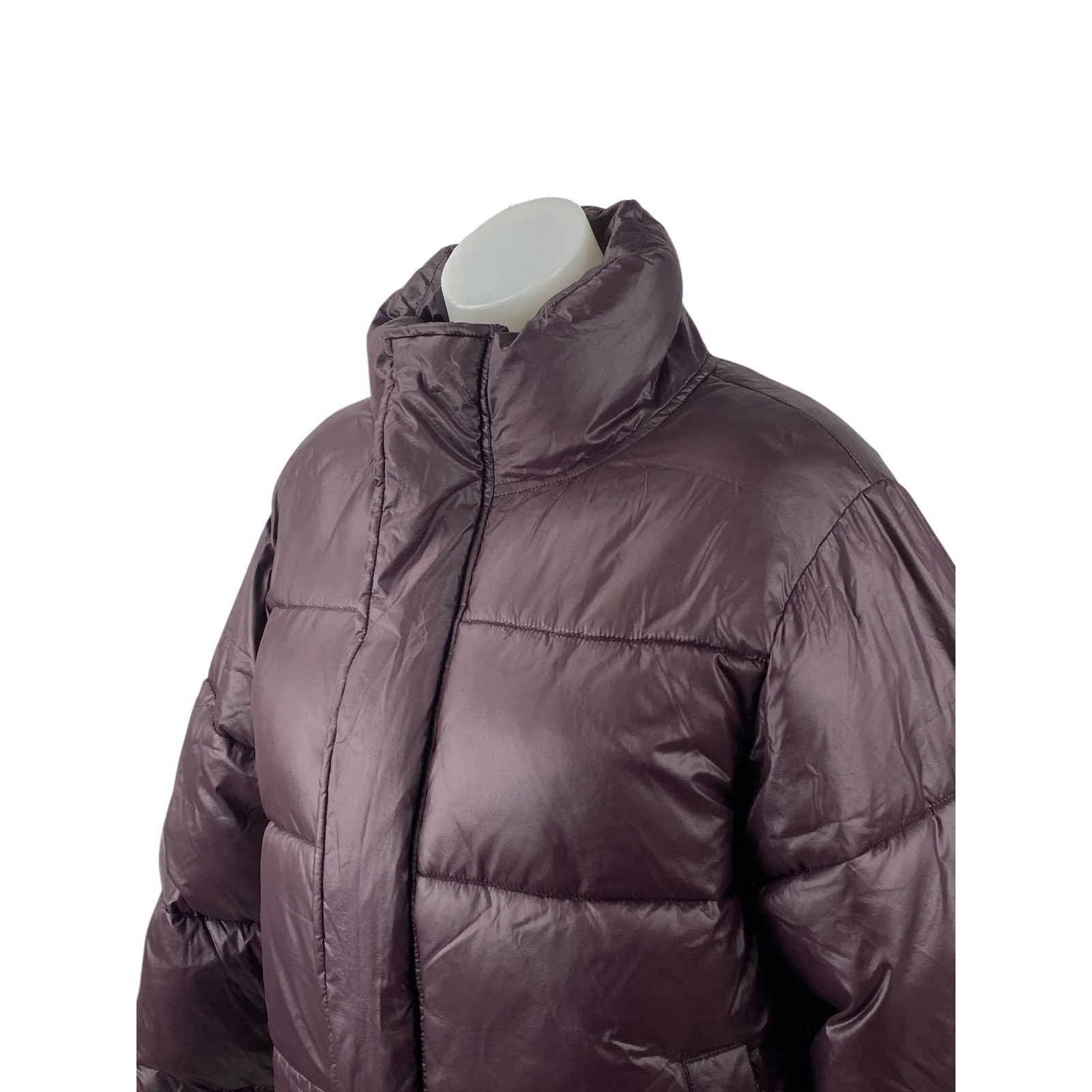 Fabletics Women's Purple Stand Collar Full Zip Puffer Quilted Coat Jacket Size S - Image 2