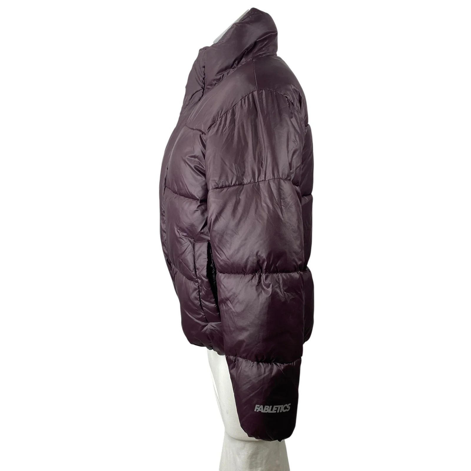 Fabletics Women's Purple Stand Collar Full Zip Puffer Quilted Coat Jacket Size S - Image 3