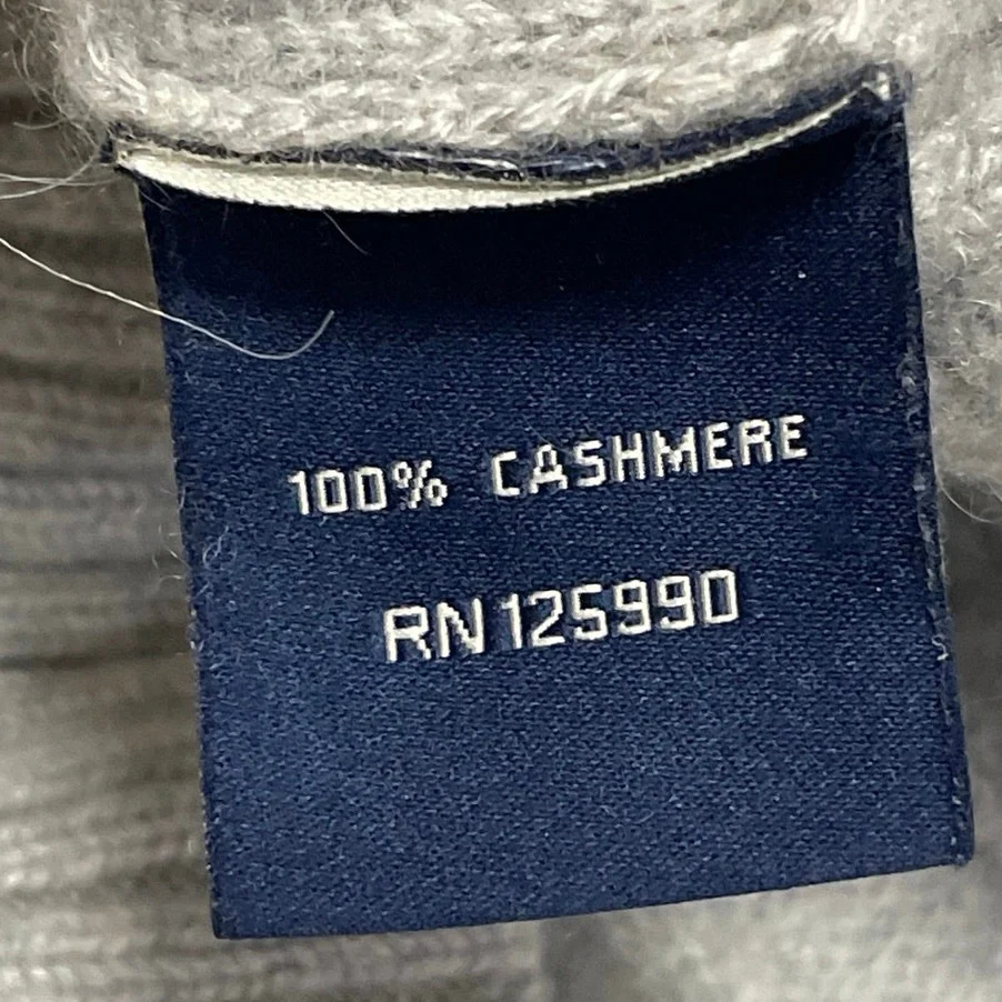Faconnable Gray 100% Cashmere V Neck Cable Knit Long Sleeve Cropped Sweater Sz S - Image 5