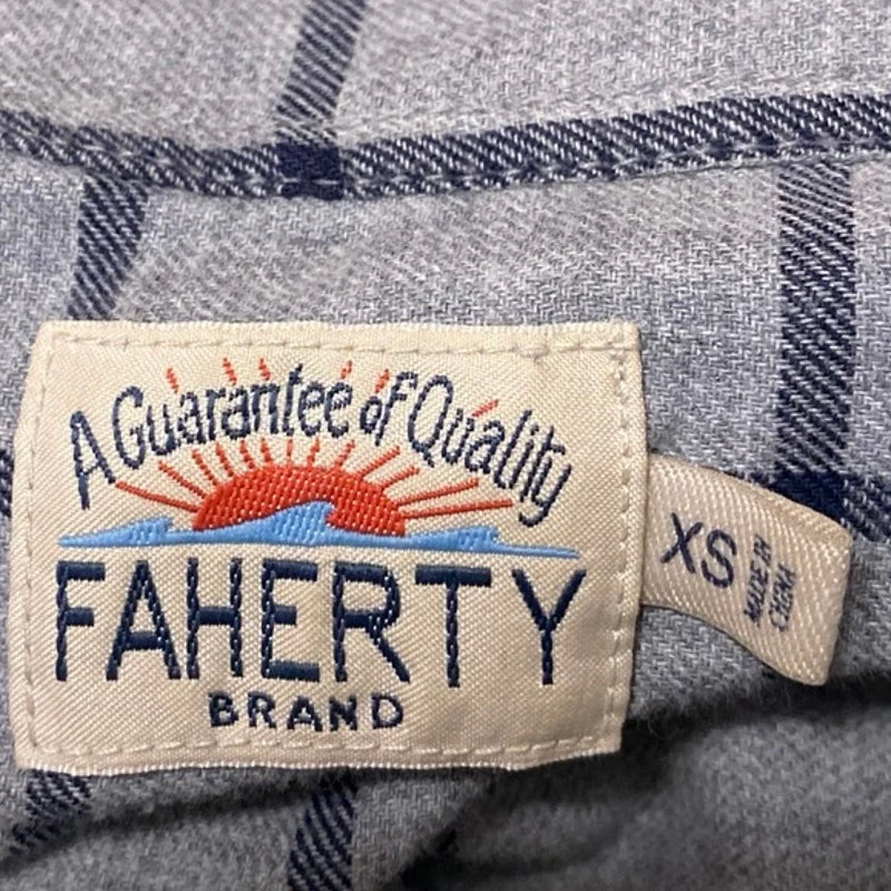 Faherty Mens Gray Plaid Checkered Flannel Long Sleeve Button Down Shirt Top XS - Image 3