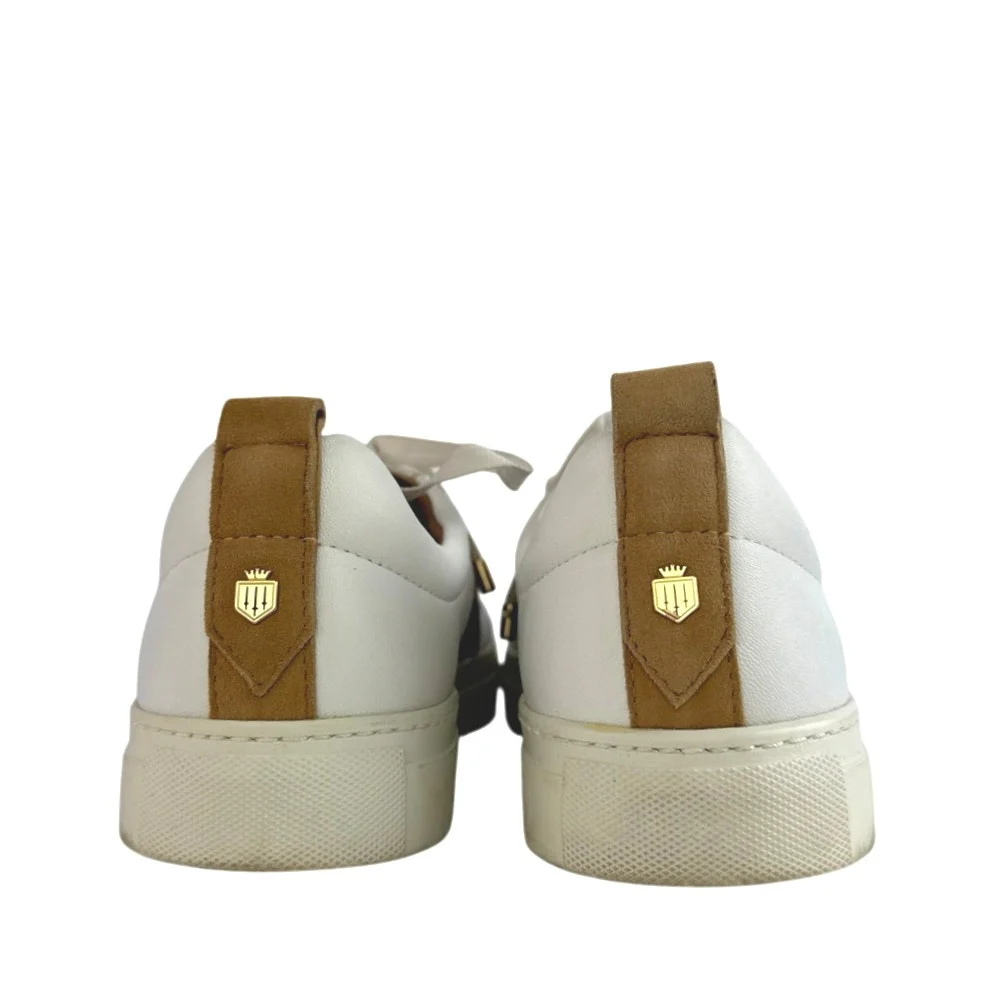 Fairfax & Favor Alexandra Womens Tan Navy Leather Trainers Sneakers Shoes US 7.5 - Image 3