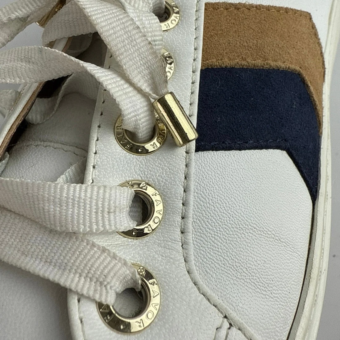 Fairfax & Favor Alexandra Womens Tan Navy Leather Trainers Sneakers Shoes US 7.5 - Image 6