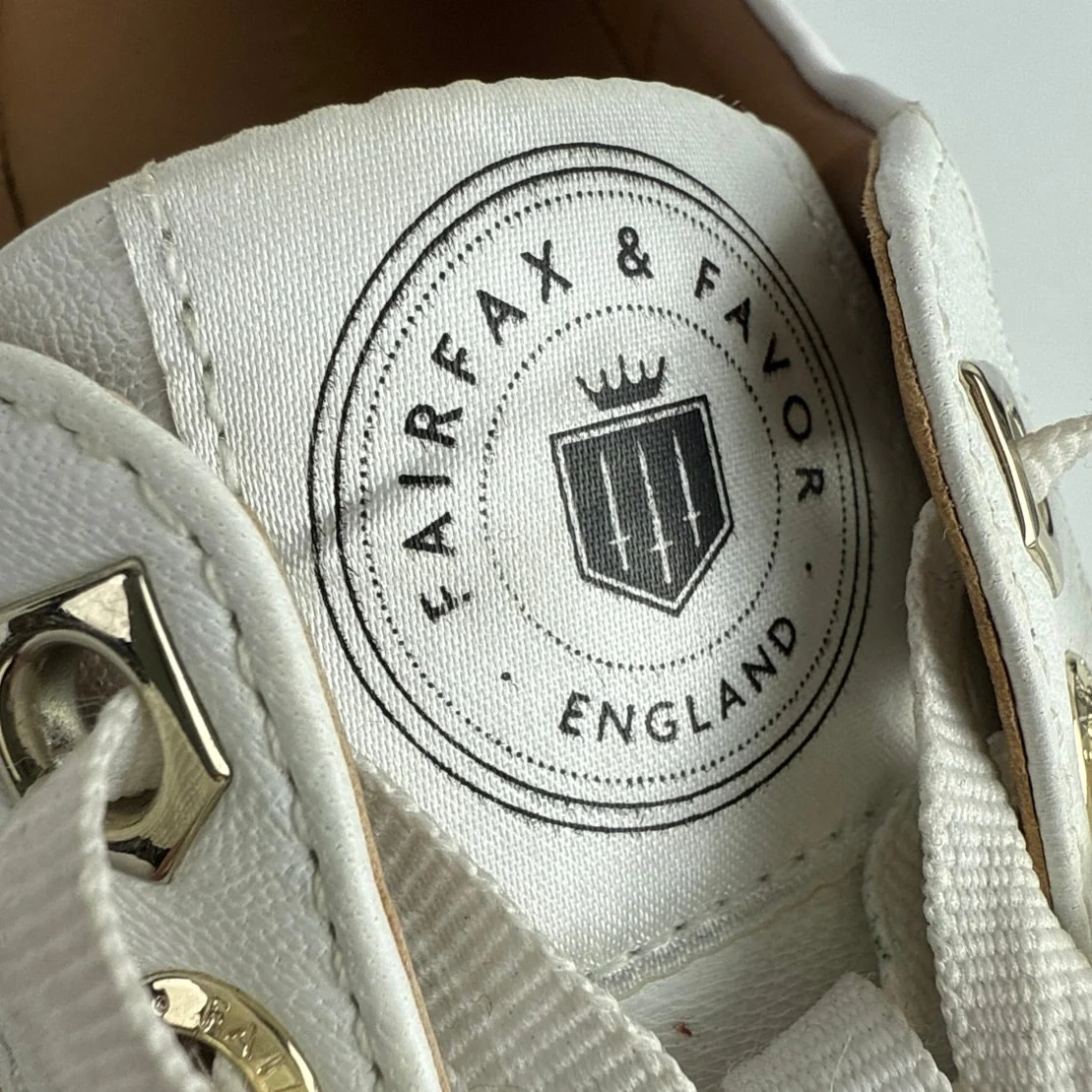 Fairfax & Favor Alexandra Womens Tan Navy Leather Trainers Sneakers Shoes US 7.5 - Image 8