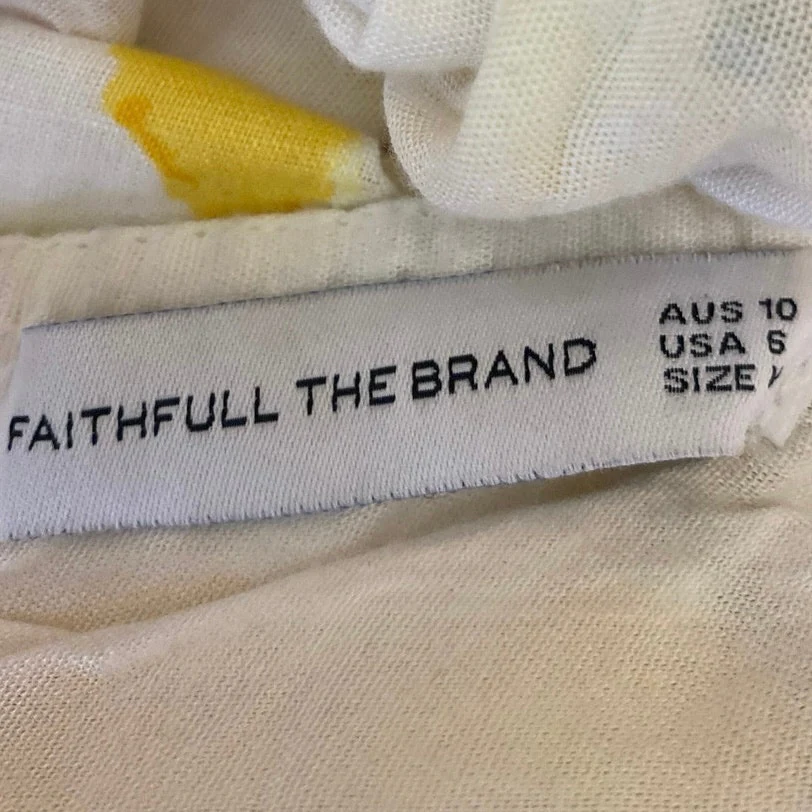 Faithfull The Brand El Rio 100% Linen Yellow Floral Cutout A Line Maxi Dress 6 - Image 6