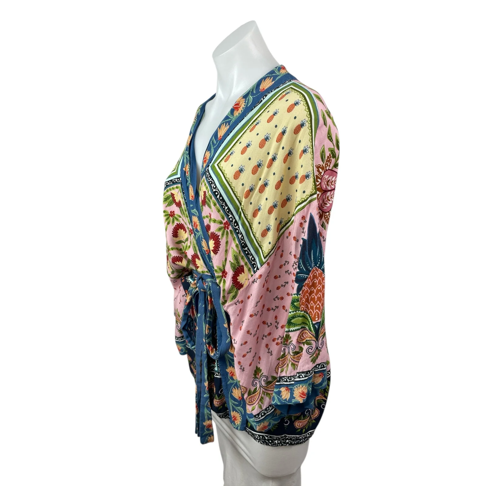 Farm Rio Kimono Sonho Belo Farm Fruits Paisley Tie Waist Blouse Top One Size - Image 3