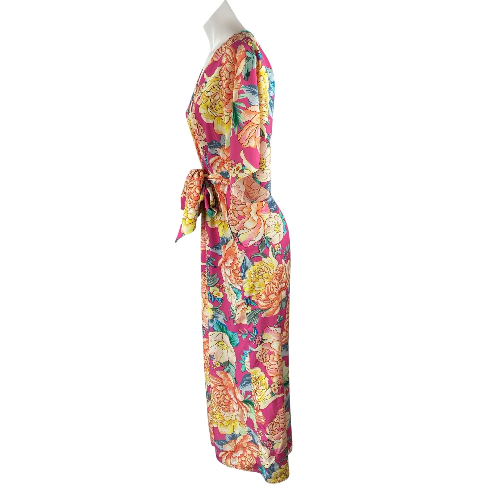 Farm Rio x Anthropologie Eulalie Pink Floral Tie Waist Wide Leg Jumpsuit Size S - Image 3