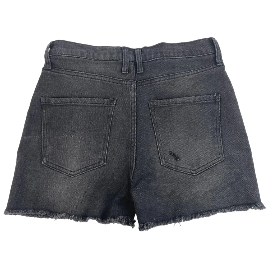 Fashion Nova Black Denim High Rise Distressed Frayed Raw Hem Jean Walk Shorts 5 - Image 2