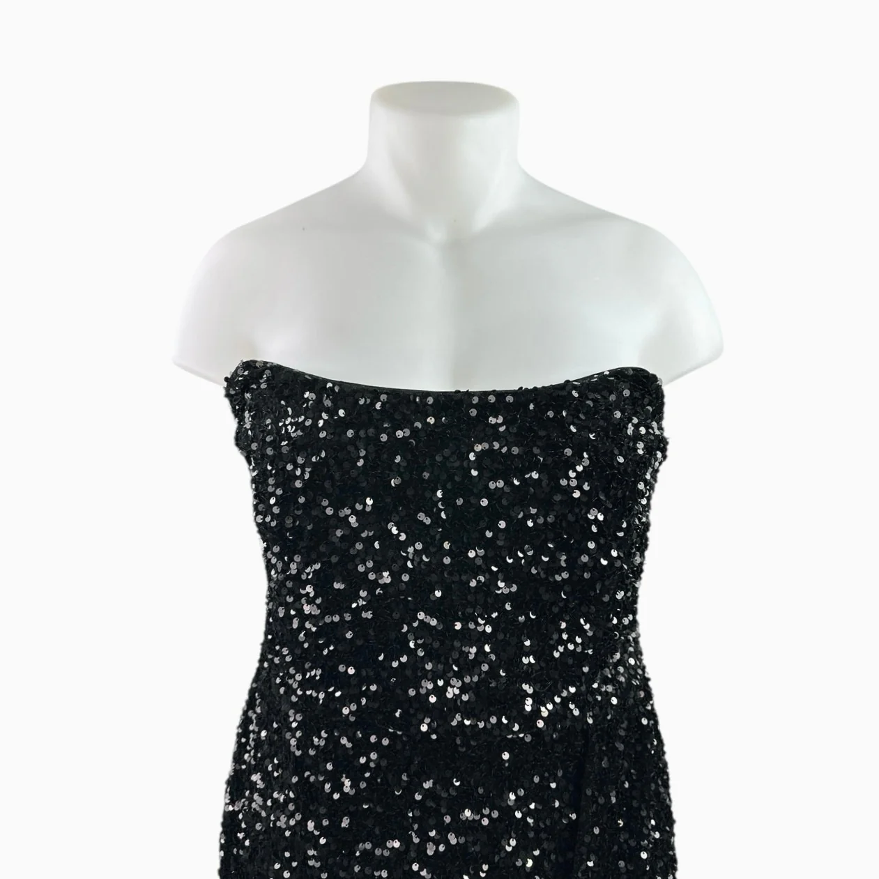 Fashion Nova Black Sequin Strapless Sleeveless Mini Cocktail Gown Dress Size 2XL - Image 3