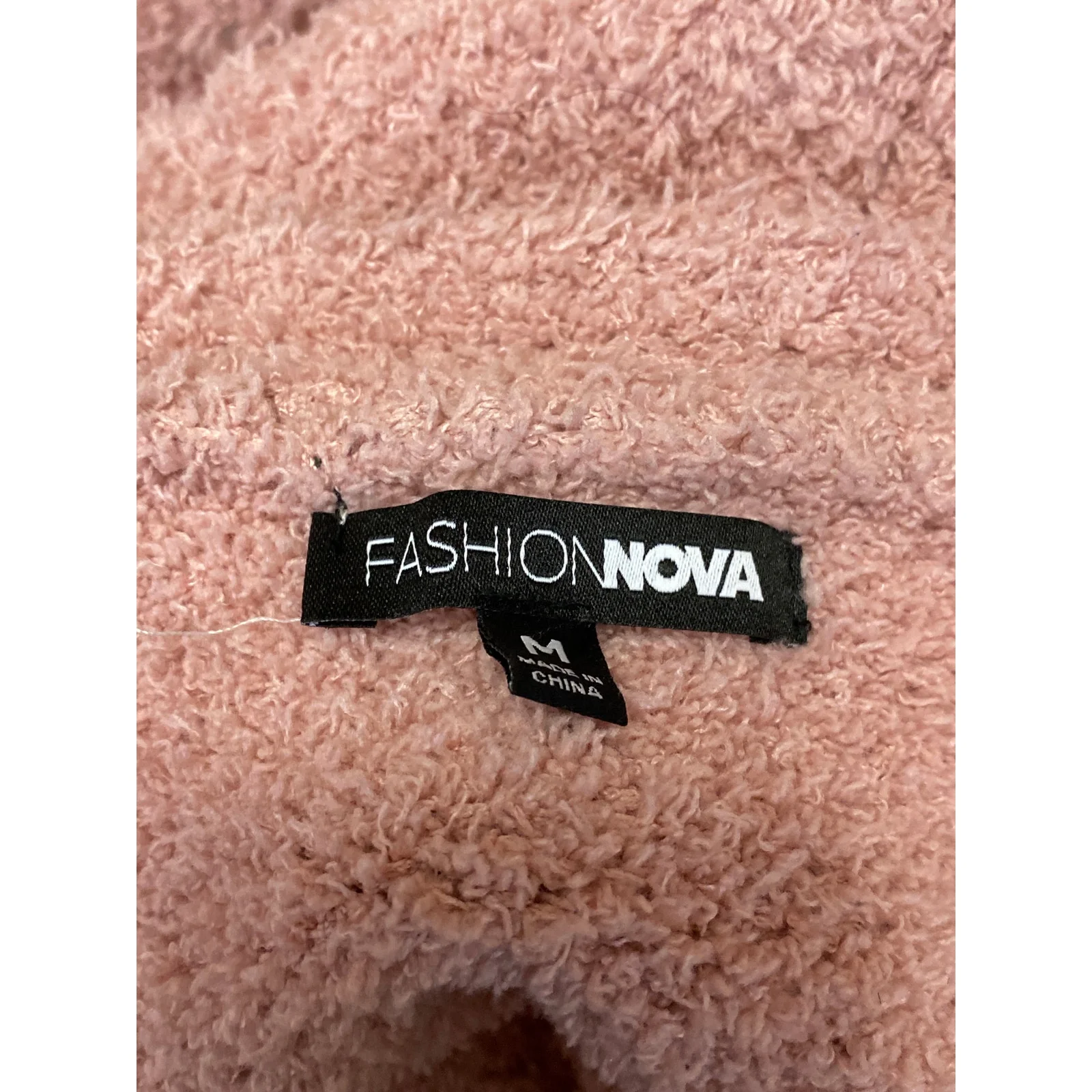 Fashion Nova Pink Fuzzy Knit Open Front Long Sleeve Oversized Cardigan Sweater M - Image 3