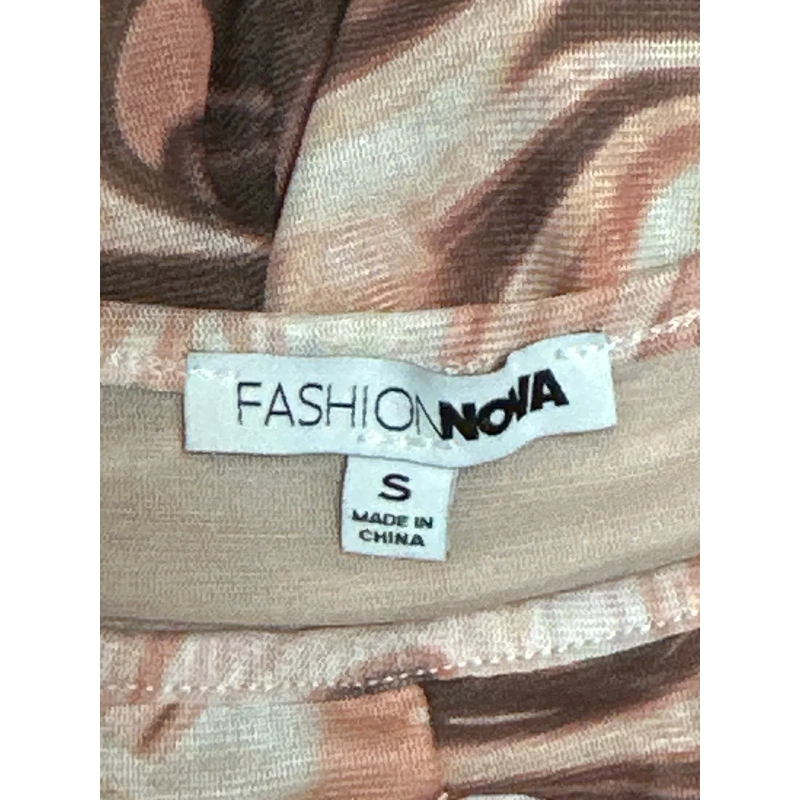 Fashion Nova Pink Tan Marble Print Sleeveless Cutout Mini Bodycon Tank Dress S - Image 4
