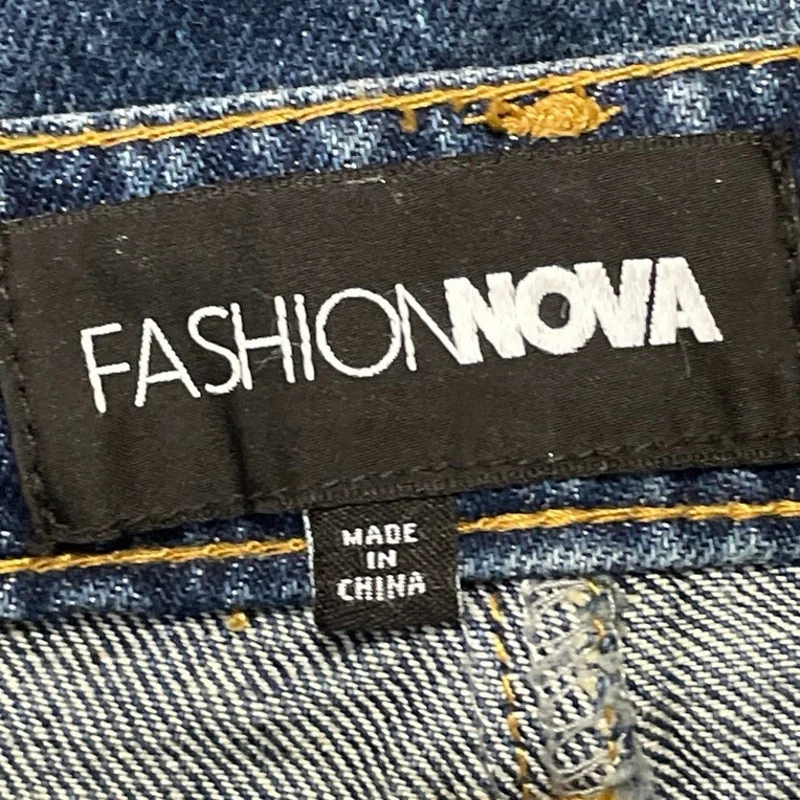 Fashion Nova South Street Spicy Blue Denim Wide Leg Bermuda Jeans Shorts Size 13 - Image 4