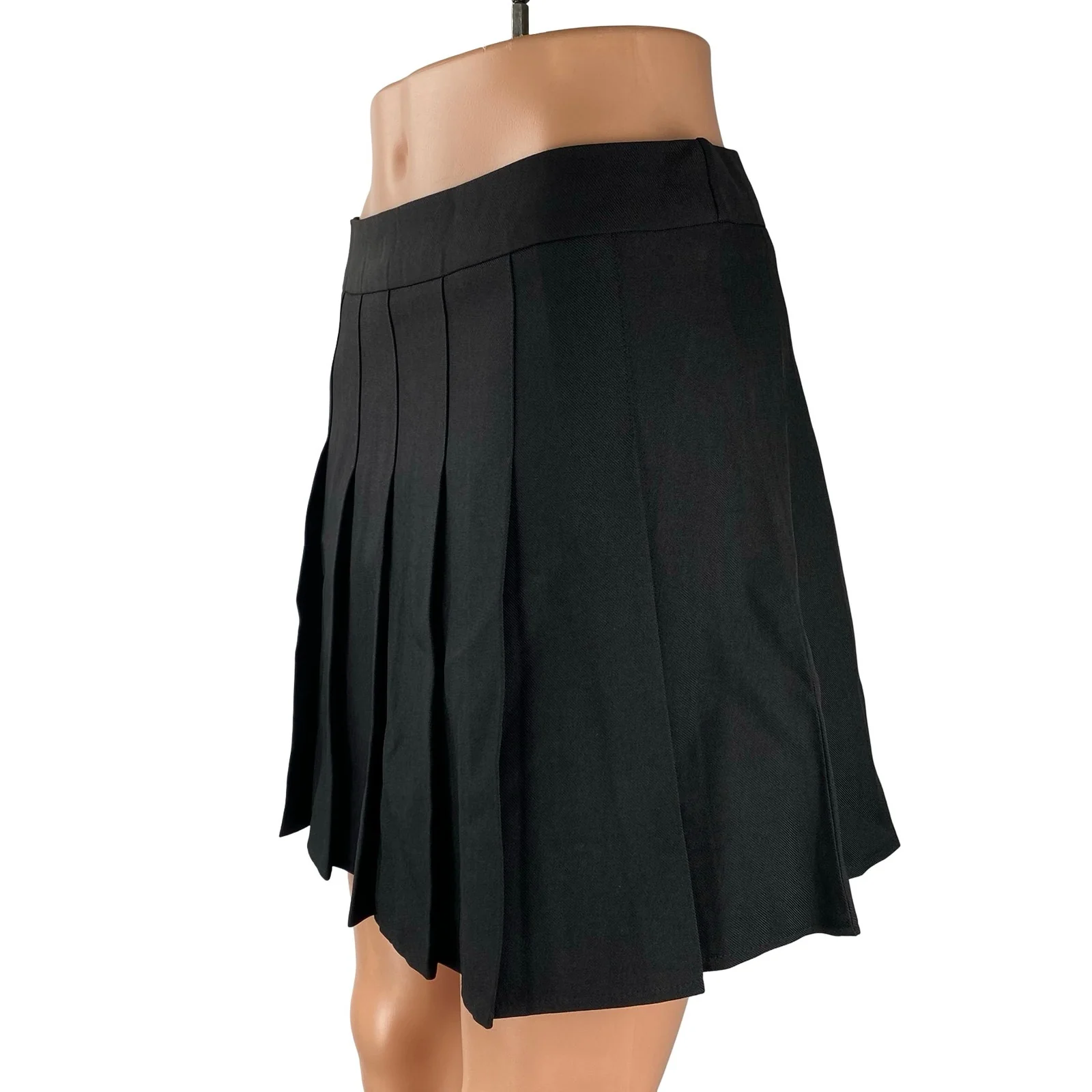 Fashion Women's Black High Waist Pleated Tennis Casual Mini A Line Skirt Size L - Image 2