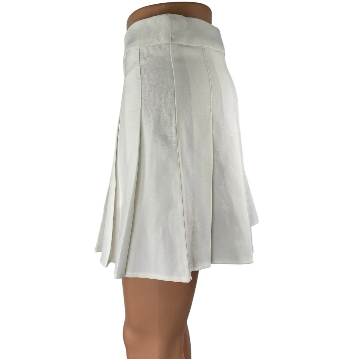 Fashion Women's White Pleated A Line Preppy High Waisted Mini Skirt Size M - Image 2