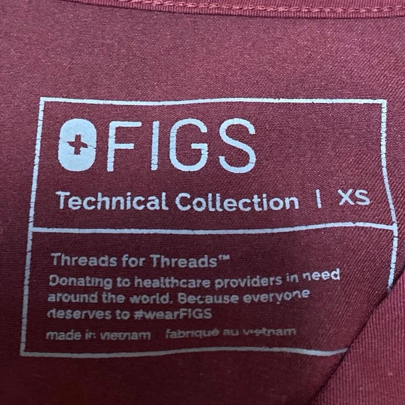 Figs Catarina Women's Maroon One-Pocket V-neck Medical Nurse Scrub Top Size XS - Image 3