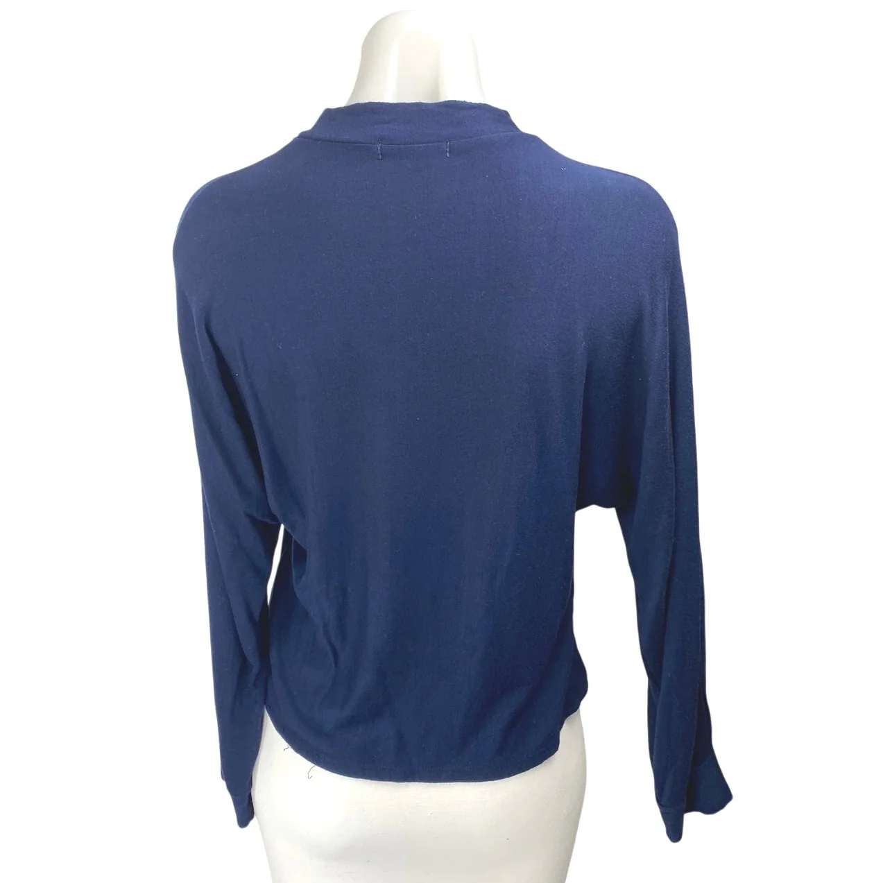 FIVE Women's Navy Blue Long Sleeve Logo Mock Neck Fleece Sweater Top Size S - Image 2
