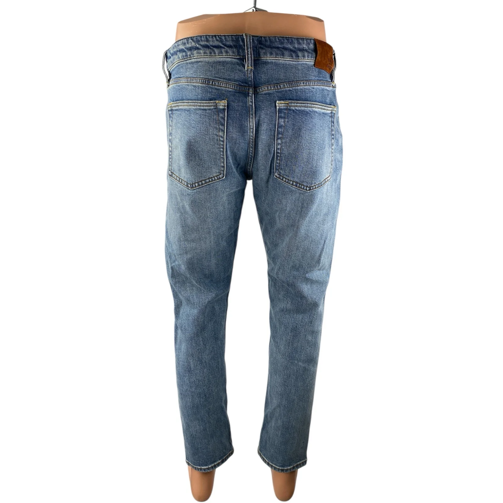 Flint and Tinder Men's Blue Faded High Rise Straight Skinny Denim Jeans Pants 32 - Image 2