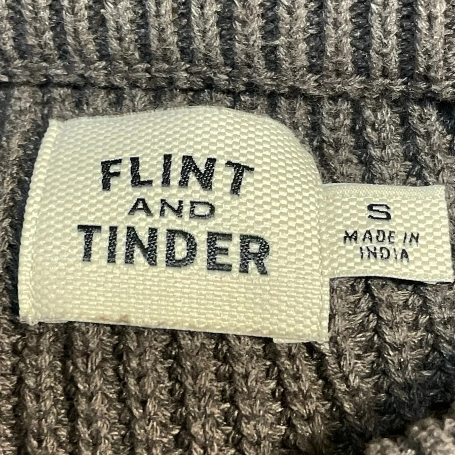 Flint and Tinder Mens Brown Ribbed Knit Long Sleeve Crew Neck Sweater Top Size S - Image 4