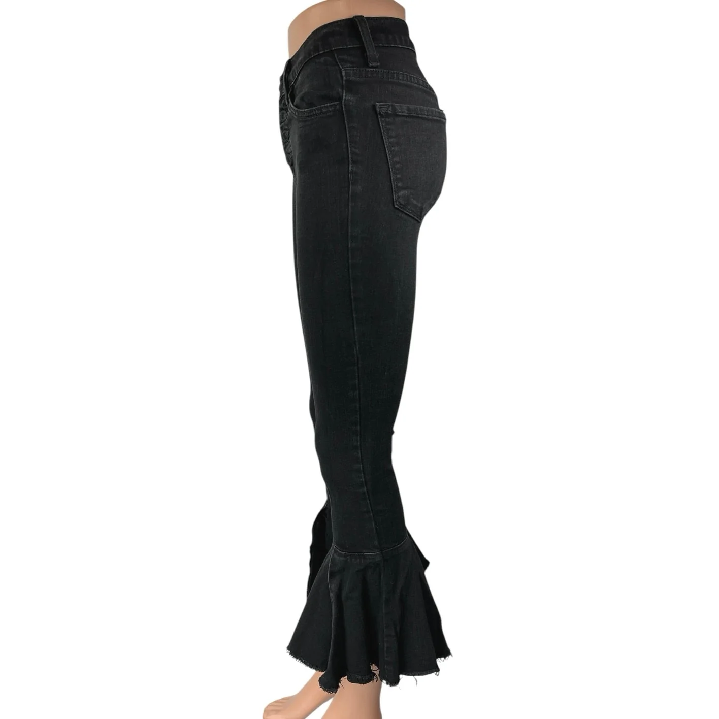 Flying Monkey Black Button Fly Flared Bootcut Bell Bottom Denim Jeans Size 24 - Image 2