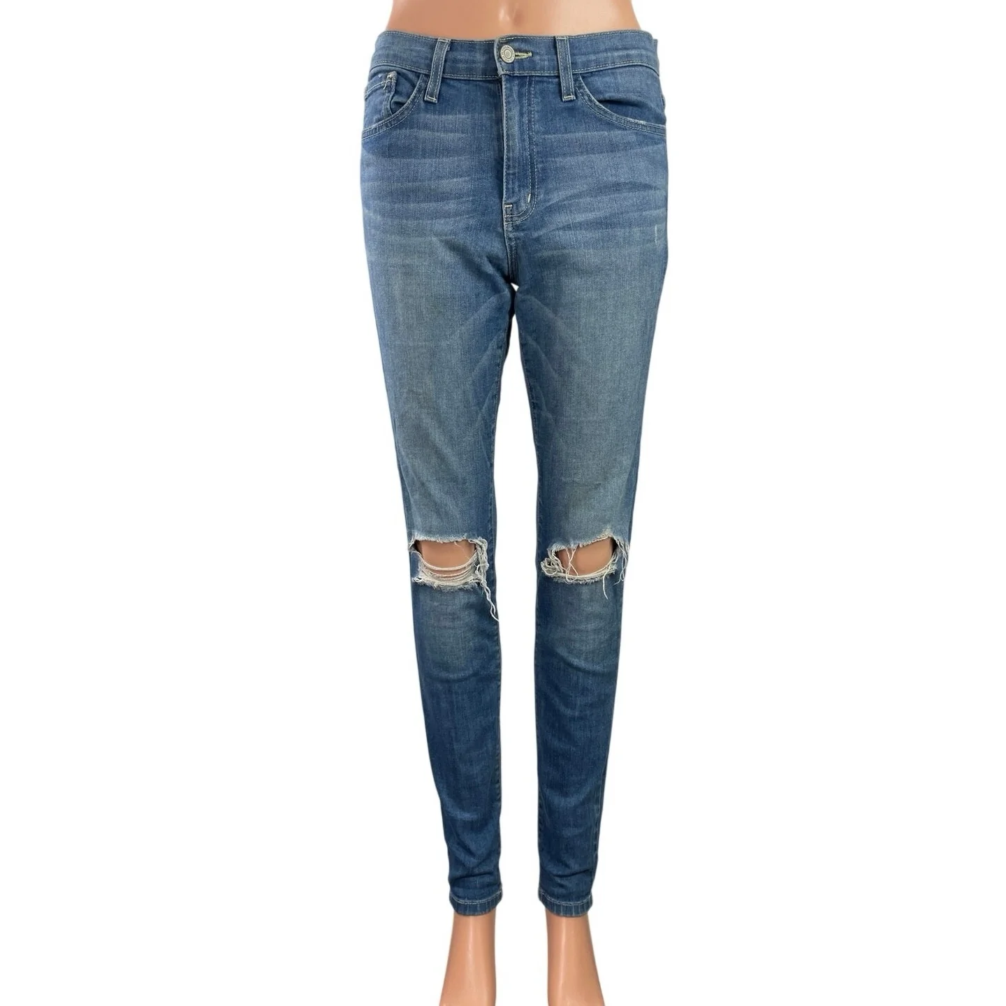 Flying Monkey Women's Blue High Waisted Distressed Skinny Denim Jeans Size 29