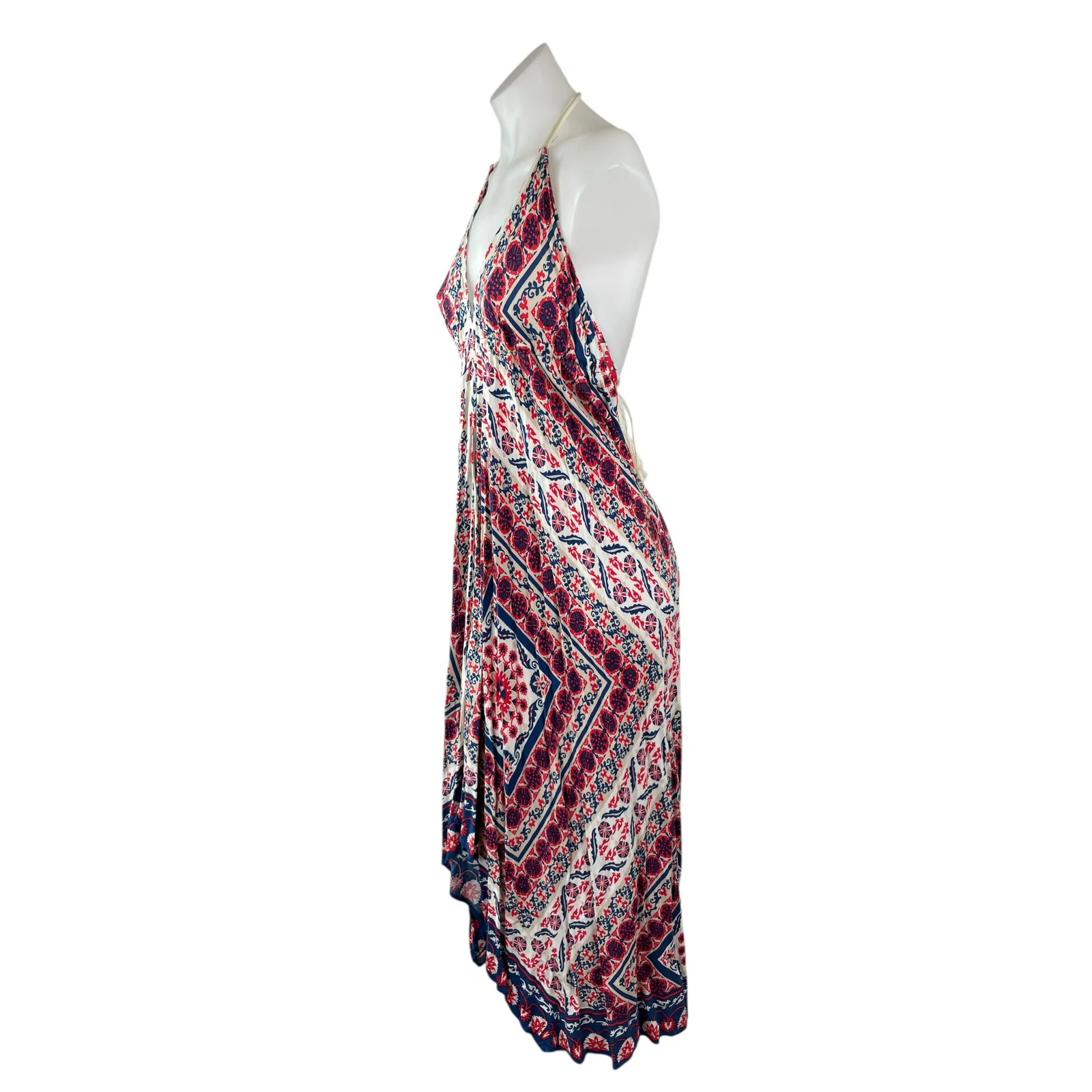 Flying Tomato Multicolor Sleeveless Halter Bohemian Summer Maxi A-Line Dress M - Image 2