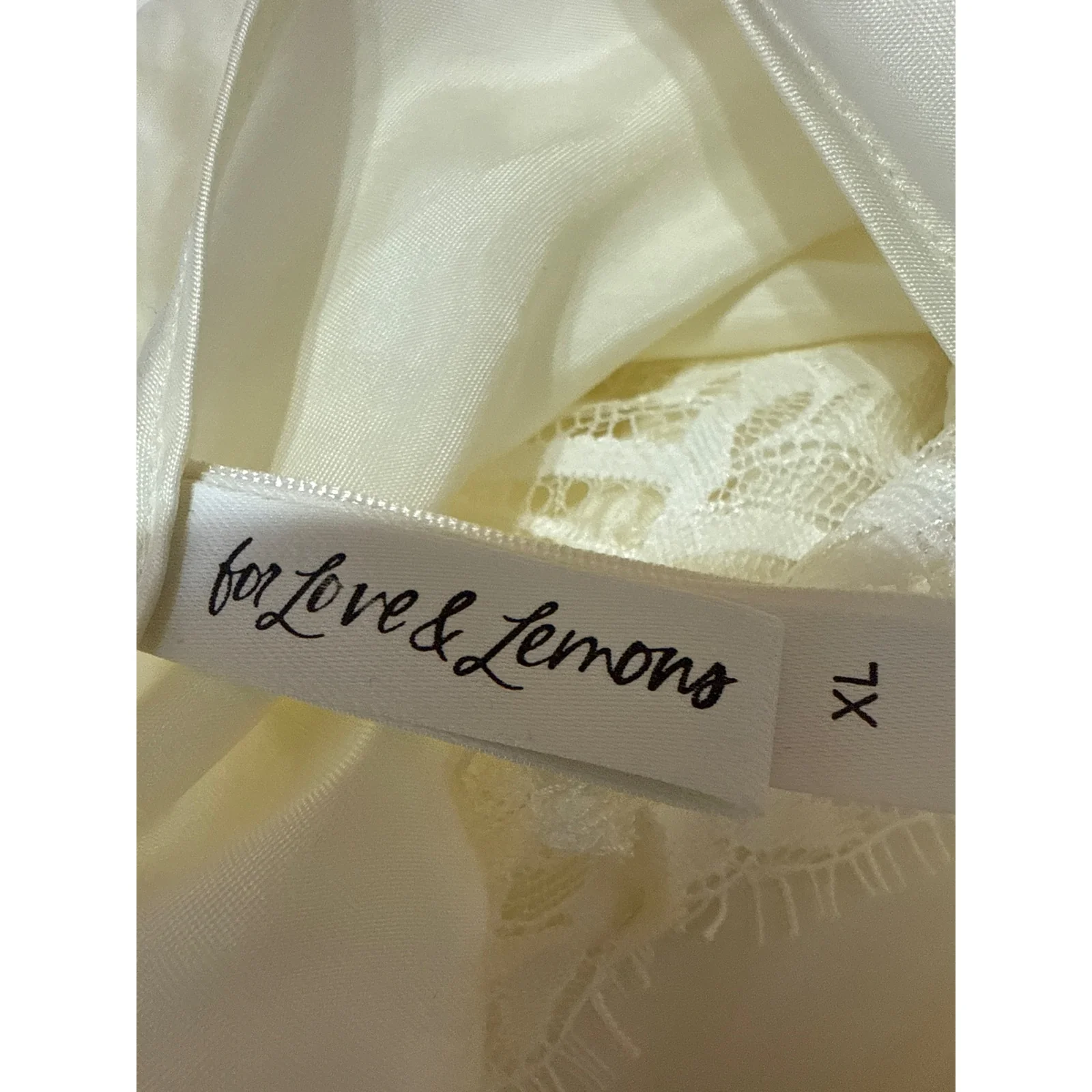 For Love & Lemons Cream Silk Satin Sleeveless Lace Cowl Cami Tank Mini Dress XL - Image 4