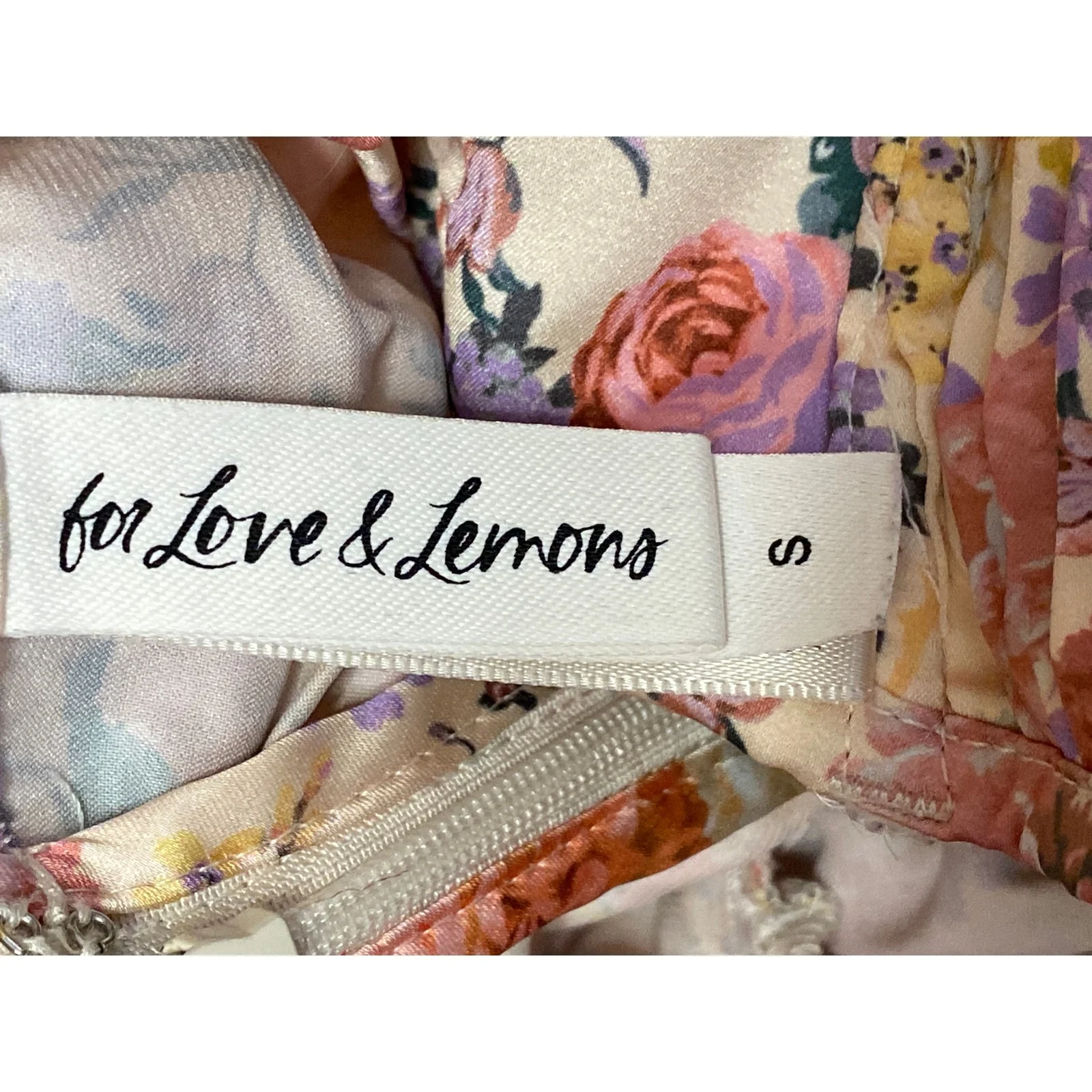 For Love & Lemons Gardenia Multicolor Floral Sleeveless Ruched Bodycon Dress S - Image 3