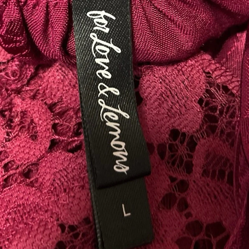 For Love & Lemons Purple Floral Lace Silk Satin Sleeveless Mini Slip Dress Sz L - Image 5