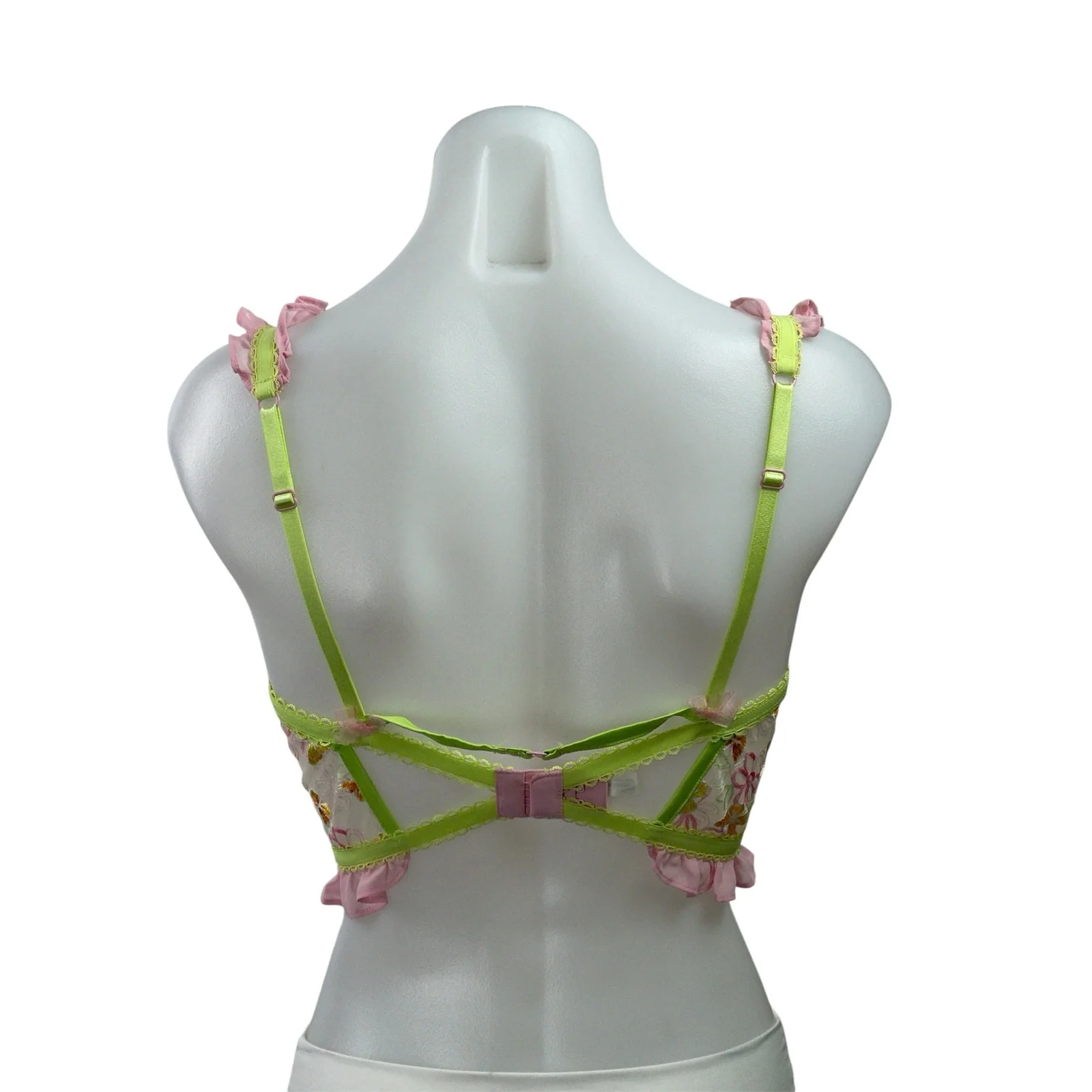 For Love & Lemons Sunset Butterfly Pink Ruffle Bustier Lace Crop Corset Top Sz S - Image 3