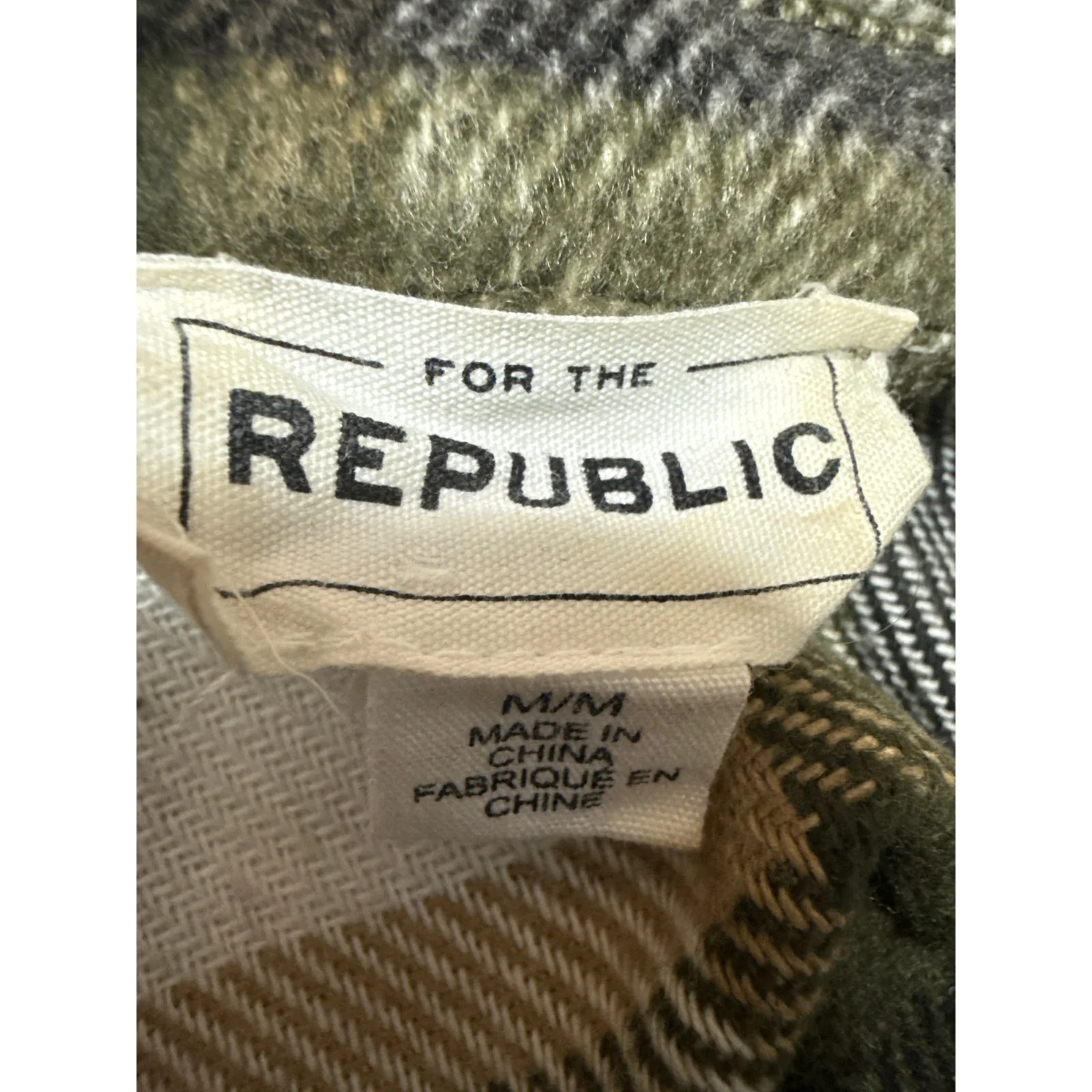 For The Republic Green Plaid Flannel Long Sleeve Button Shirt Jacket Shacket M - Image 3
