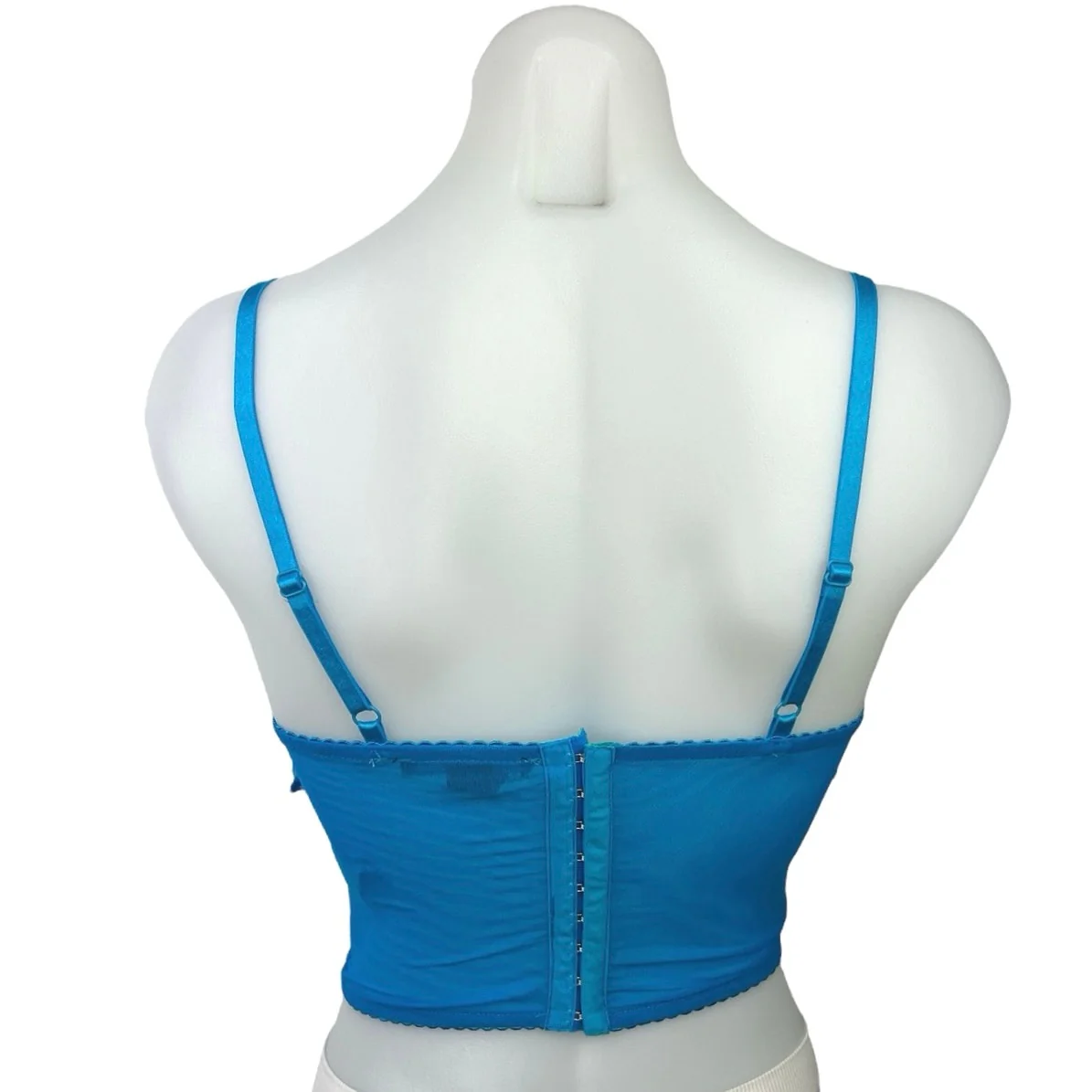 Forever 21 Blue Butterfly Applique Split Scoop Neck Corset Bustier Tank Top Sz S - Image 2