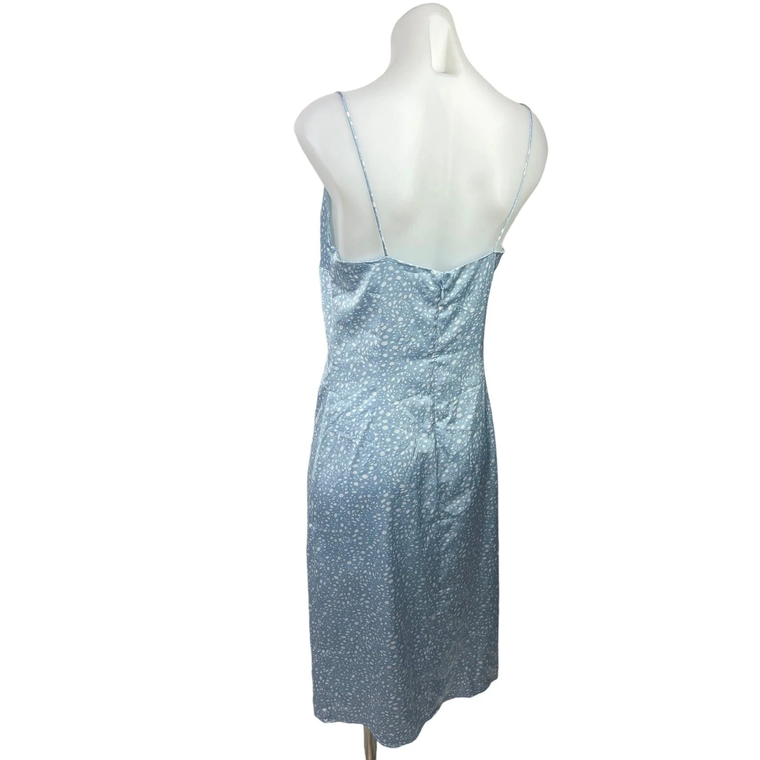 Forever 21 Blue Printed Silk Satin Cowl Neck Calf Length Camisole Tank Dress S - Image 2