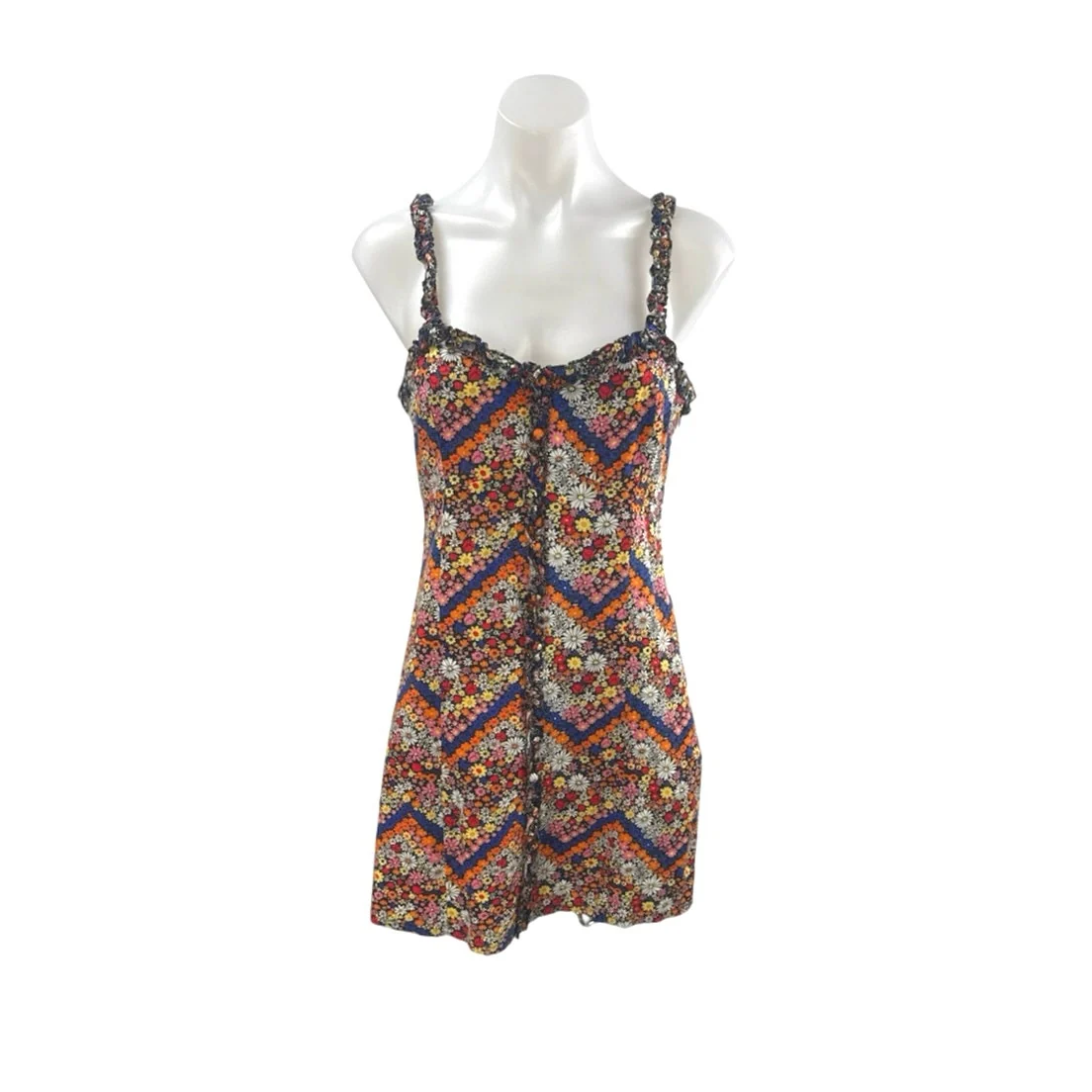 Forever 21 Floral Sleeveless Mini Cami Tank Slip A-Line Bodycon Sheath Dress S
