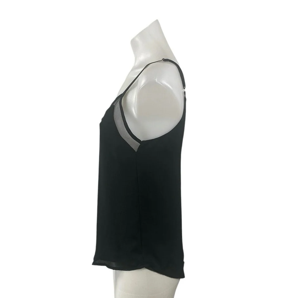 Forever 21 Galen Black Mesh Trim Sleeveless V Neck Cami Camisole Tank Top Size S - Image 2