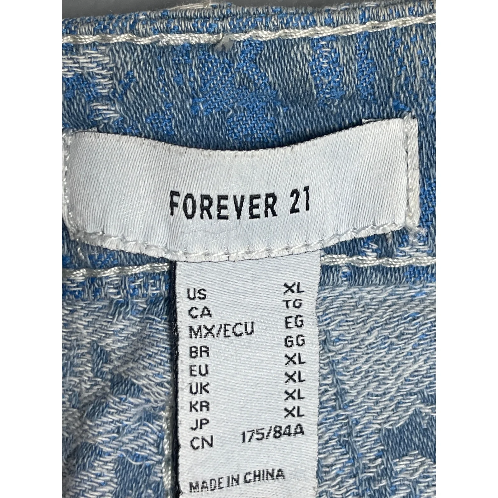 Forever 21 Light Blue Acid Wash Faded Distressed Frayed Hem Mini A-Line Skirt XL - Image 3