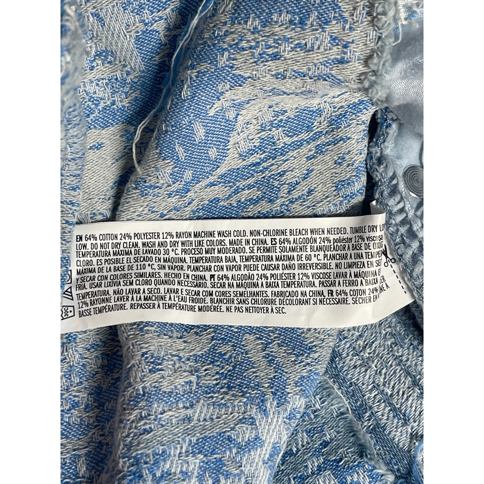 Forever 21 Light Blue Acid Wash Faded Distressed Frayed Hem Mini A-Line Skirt XL - Image 4